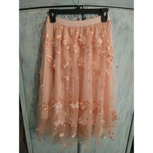 Fairy Embroidered Layer Sheer Embroidered Maxi Pink Skirt Cottage  Core Feminine